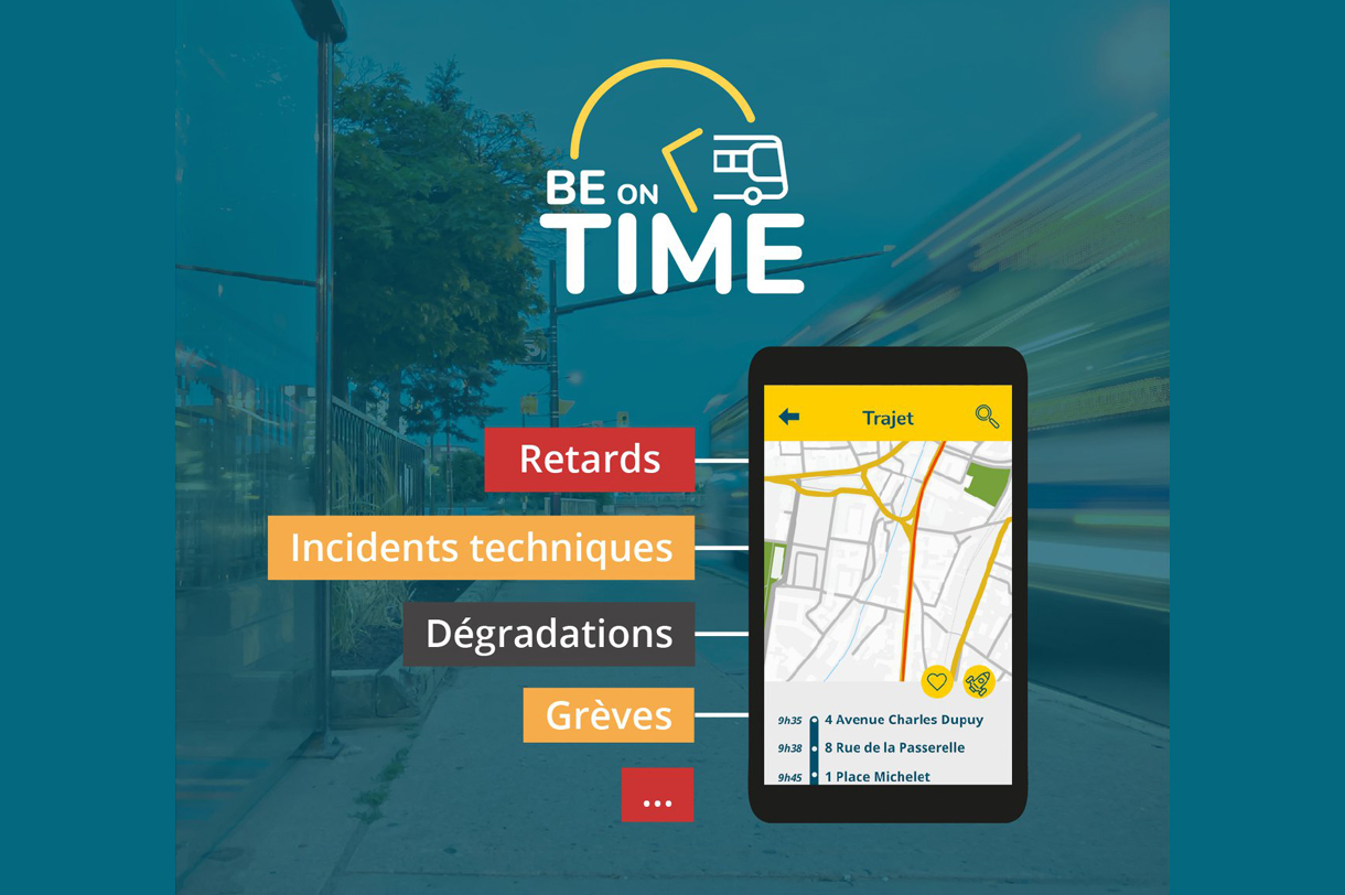 Illustration de Be On Time, application mobile permettant de prévenir le retard d'un bus.